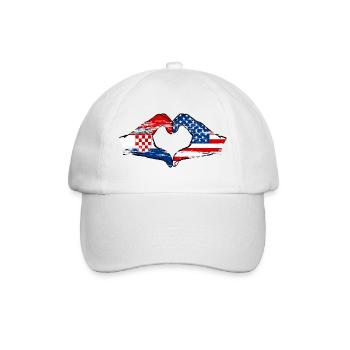 Croatia USA heart shape with hands used - Baseball Cap - white/white - Front