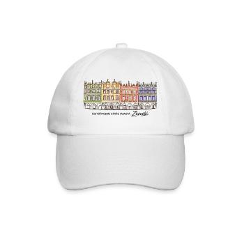 Zamosc in Poland, facades on the market, hand drawing - Baseball Cap - white/white - Front
