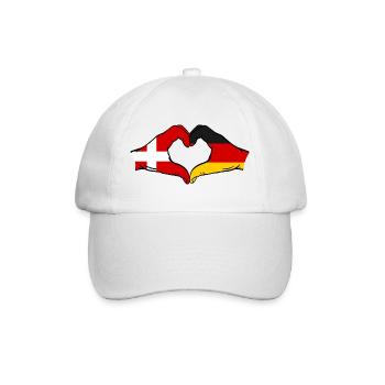 Dänemark Deutschland Herzform mit Hände - Baseballkappe - Weiß/Weiß - Vorne