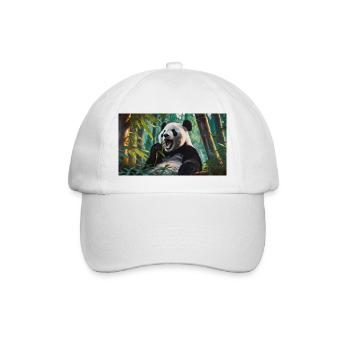 Cute animals chilling – panda eating bamboo forest - Baseball Cap - white/white - Front