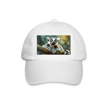 Cute animals chilling – ring-tailed lemur - Baseball Cap - white/white - Front