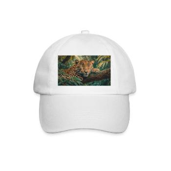 Cute animals chilling – jaguar sleeping on a tree - Baseball Cap - white/white - Front