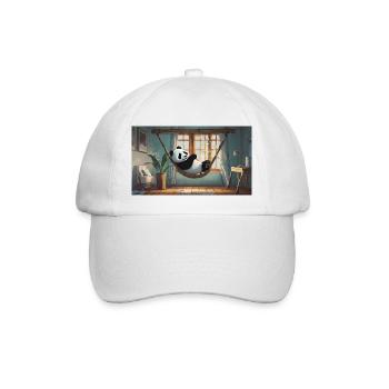 Cute animals chilling – panda chilling in a hammoc - Baseball Cap - white/white - Front