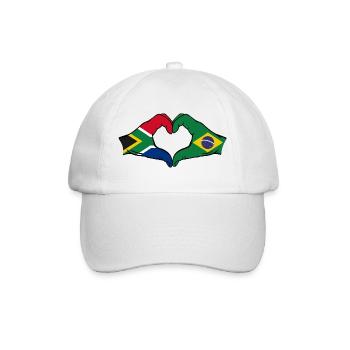 South Africa Brazil Flag Hands Heart Shape - Baseball Cap - white/white - Front