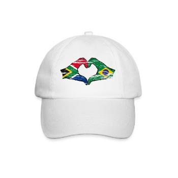 Afrique du Sud Brésil Drapeau Mains Coeur Forme D’occasion - Casquette classique - blanc/blanc - Devant