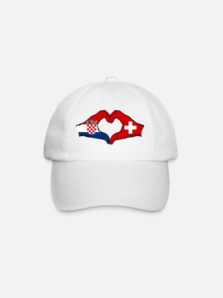 Kroatien schweiz Flagge Hände Herzform - Baseballkappe - Weiß/Weiß