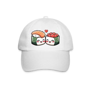 Couple de sushis amour coeur Saint-Valentin - Casquette classique - blanc/blanc - Devant