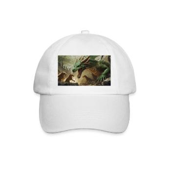 A realistic majestical green dragon is attacked - Baseball Cap - white/white - Front