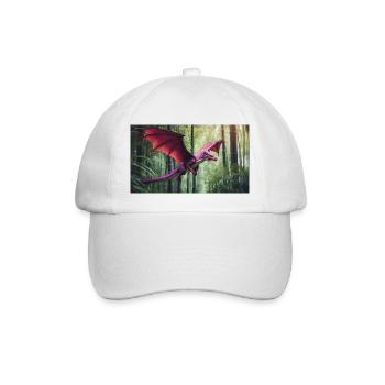A realistic majestical green dragon is hunting - Baseball Cap - white/white - Front