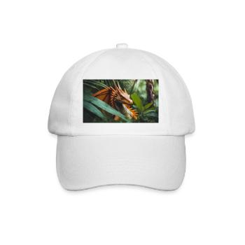 A realistic majestical orange dragon is hunting - Baseball Cap - white/white - Front