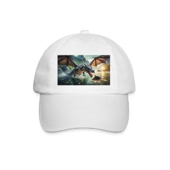 Un méchant dragon noir réaliste chasse la rivière - Casquette classique - blanc/blanc - Devant