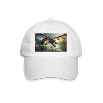A realistic bad dark dragon is hunting fish - Baseball Cap - white/white - Front