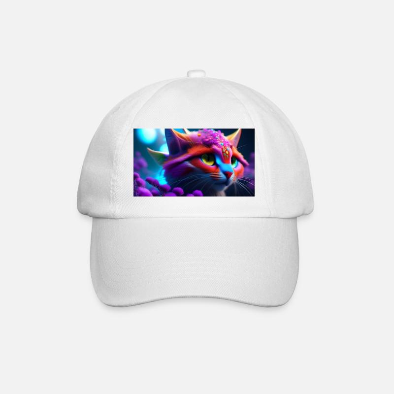 Sci-Fi Katze - Baseballkappe - Weiß/Weiß