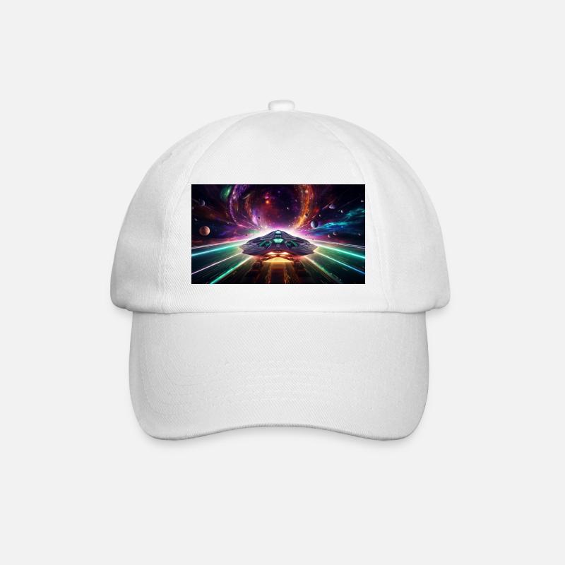 Spaceship on a journey through the galaxy - Baseball Cap - white/white