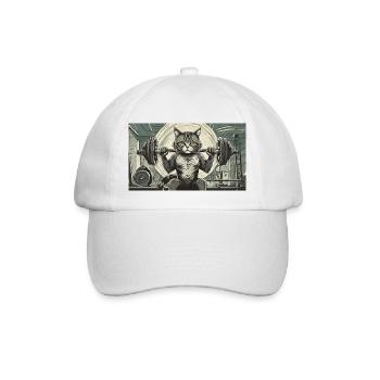 Wortspiel mehrdeutiger deutscher Ausdruck - Muskelkater - Baseballkappe - Weiß/Weiß - Vorne