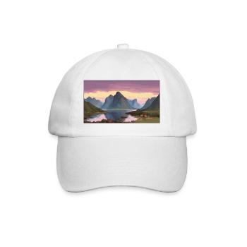 Îles Lofoten, Norvège - Pixel Art - Casquette classique - blanc/blanc - Devant