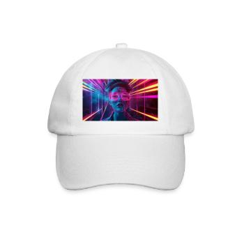 Neon Dream - Futuristisches Porträt - Baseballkappe - Weiß/Weiß - Vorne