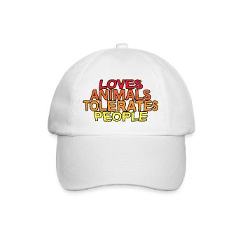 Loves Animals Tolerates People - Baseball Cap - white/white - Front