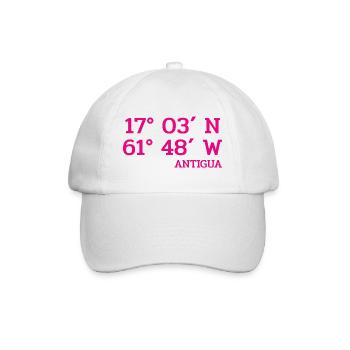 Antigua Coordinates - Coordinates - Caribbean - Baseball Cap - white/white - Front