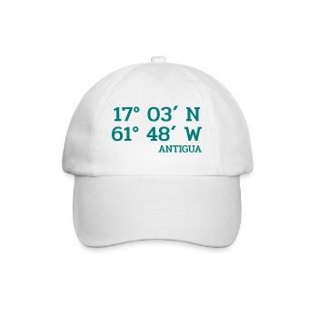 Antigua Coordinates - Coordinates - Caribbean - Baseball Cap - white/white - Front