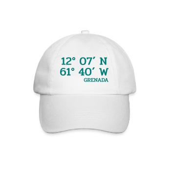Grenada Coordinates - Coordinates - Caribbean - Baseball Cap - white/white - Front