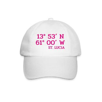 St. Lucia Coordinates - Koordinaten - West Indies - Baseball Cap - white/white - Front