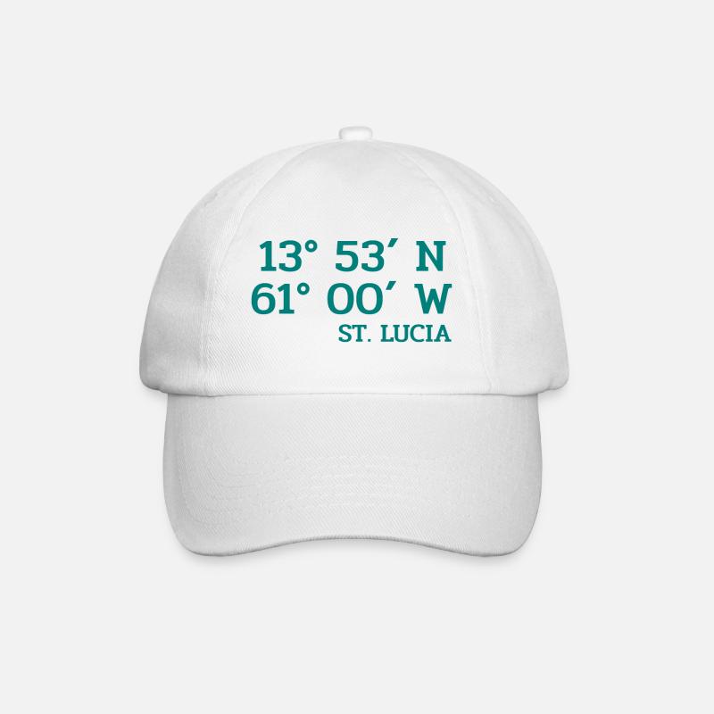 St. Lucia Coordinates - Koordinaten - West Indies - Baseball Cap - white/white
