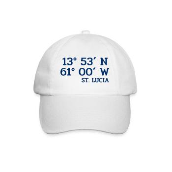 St. Lucia Coordinates - Koordinaten - West Indies - Baseball Cap - white/white - Front