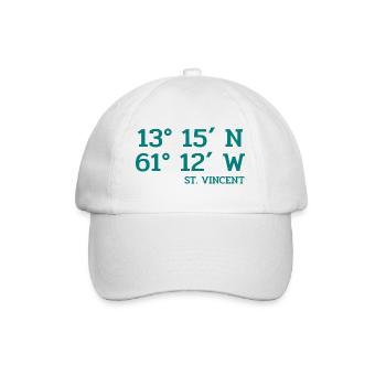 St. Vincent Coordinates - Koordinaten West Indies - Baseballkappe - Weiß/Weiß - Vorne