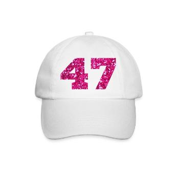 Number 47 Pink Glitter - 47th Anniversary - Baseball Cap - white/white - Front