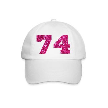 74 Pink Glitter - 74 Birthday - Baseball Cap - white/white - Front