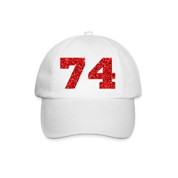 74 Red Glitter - 74 Birthday - Baseball Cap - white/white - Front
