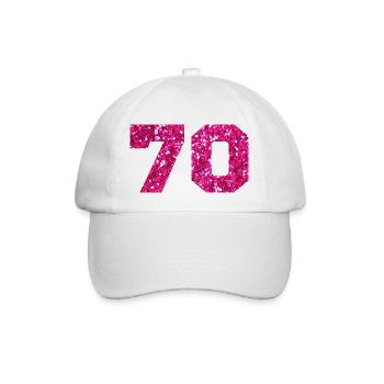 70 paillettes rose - 70e anniversaire - Casquette classique - blanc/blanc - Devant