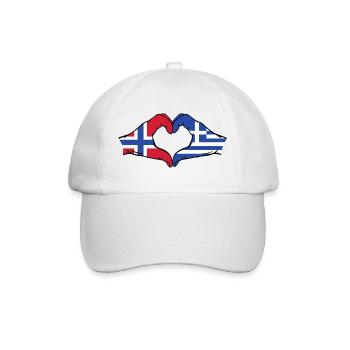 Norway Greece Flag Hands Heart Shape - Baseball Cap - white/white - Front
