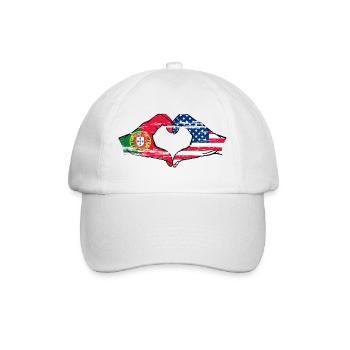 Portugal USA Flag Hands Heart Shape Used - Baseball Cap - white/white - Front