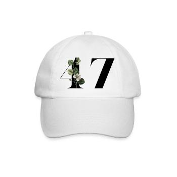 Number 47 Floral Green - 47th Floral Birthday - Baseball Cap - white/white - Front