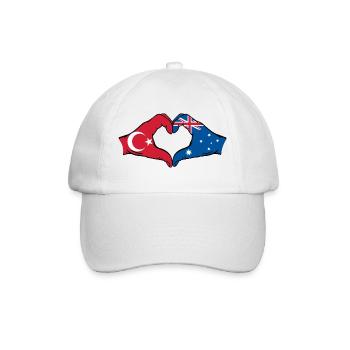 Turkey Australia Flag Heart Shape - Baseball Cap - white/white - Front