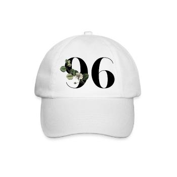 Nummer 96 Blumengrün - 96. Blumengeburtstag - Baseballkappe - Weiß/Weiß - Vorne