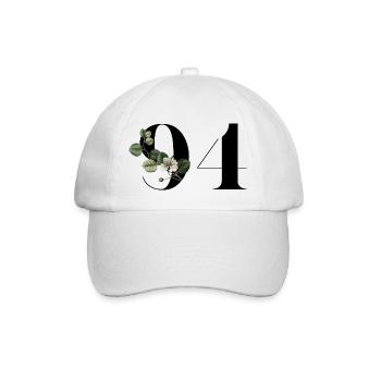 Numéro 94 floral vert - 94e anniversaire floral - Casquette classique - blanc/blanc - Devant