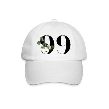 Number 99 Floral Green - 99th Floral Birthday - Baseball Cap - white/white - Front