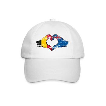Belgium Australia Flag Heart shape used - Baseball Cap - white/white - Front