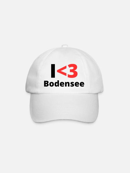 I <3 (love) Bodensee für Techies, kryptische Info - Baseballkappe - Weiß/Weiß