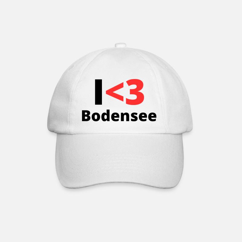 I <3 (love) Bodensee für Techies, kryptische Info - Baseballkappe - Weiß/Weiß