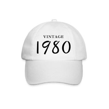 Jahrgang 1980er Jahre - Geschenkidee zum Geburtstag - Baseballkappe - Weiß/Weiß - Vorne