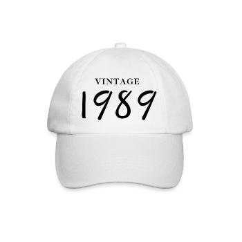 Jahrgang 1989 - Geschenkidee zum Geburtstag - Baseballkappe - Weiß/Weiß - Vorne