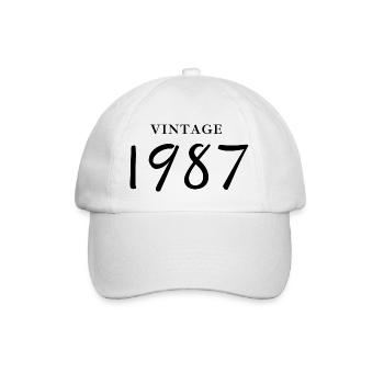 Jahrgang 1987 - Jubiläums-Geschenkidee - Baseballkappe - Weiß/Weiß - Vorne