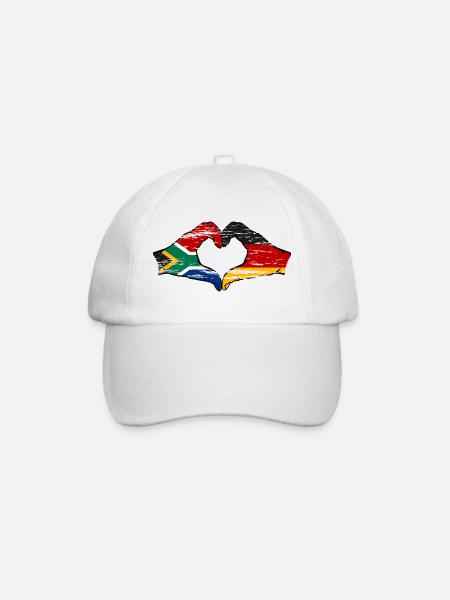 Südafrika Deutschland Flagge Hände Herzform used - Baseballkappe - Weiß/Weiß