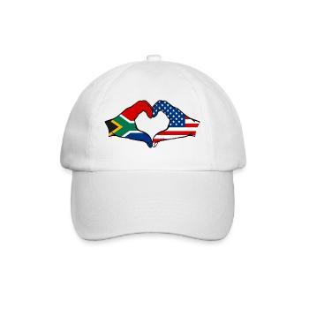 South Africa USA Flag Hands Heart Shape - Baseball Cap - white/white - Front