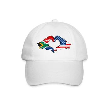 Südafrika USA Flagge Hände Herzform used - Baseballkappe - Weiß/Weiß - Vorne
