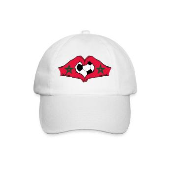 Maroc drapeau football mains forme de coeur - Casquette classique - blanc/blanc - Devant